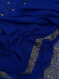 Deep Royal blue Pure Banarasi Khaddi Georgette Saree - Aura Benaras