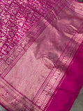 Rani Pink Jaal Pure Banarasi Handlloom Katan Silk Saree - Aura Benaras