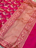 Orangish Pink Kadwa Pure Banarasi Handloom Katan Silk Saree - Aura Benaras