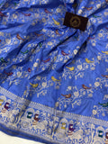 Ultramine Blue Kadwa Jaal Pure Banarasi Handloom Katan Silk Saree - Aura Benaras