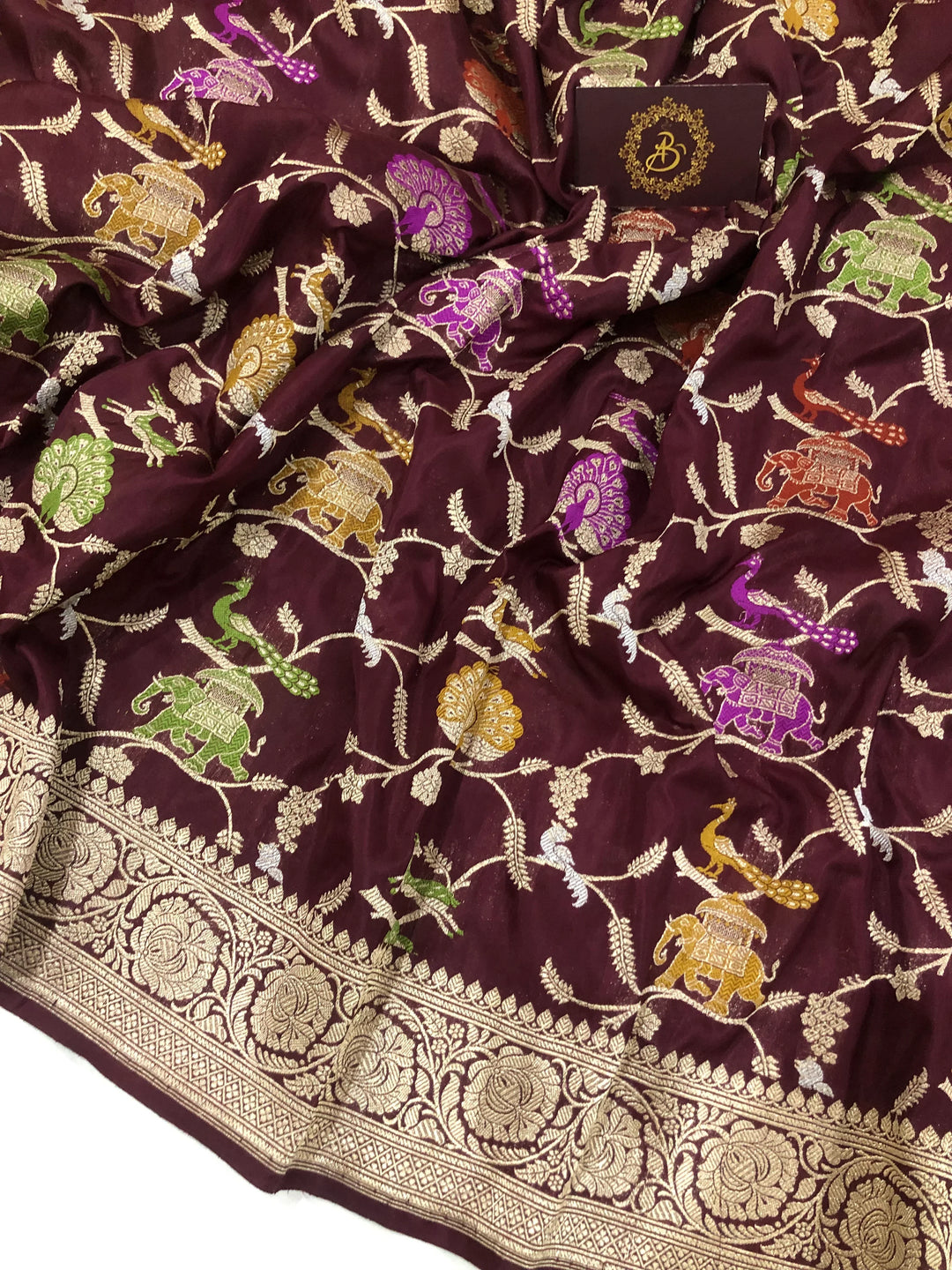 Deep Maroon Kadwa Jaal Pure Banarasi Handloom Katan Silk Saree - Aura Benaras