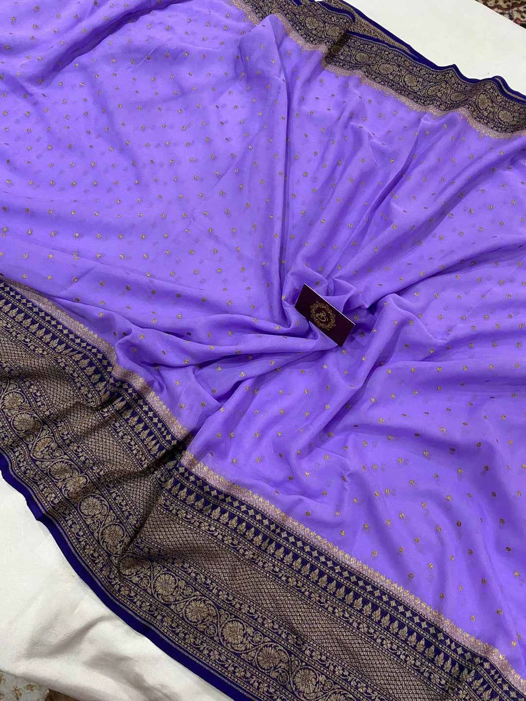 Lilac Pure Banarasi Khaddi Georgette Saree - Aura Benaras