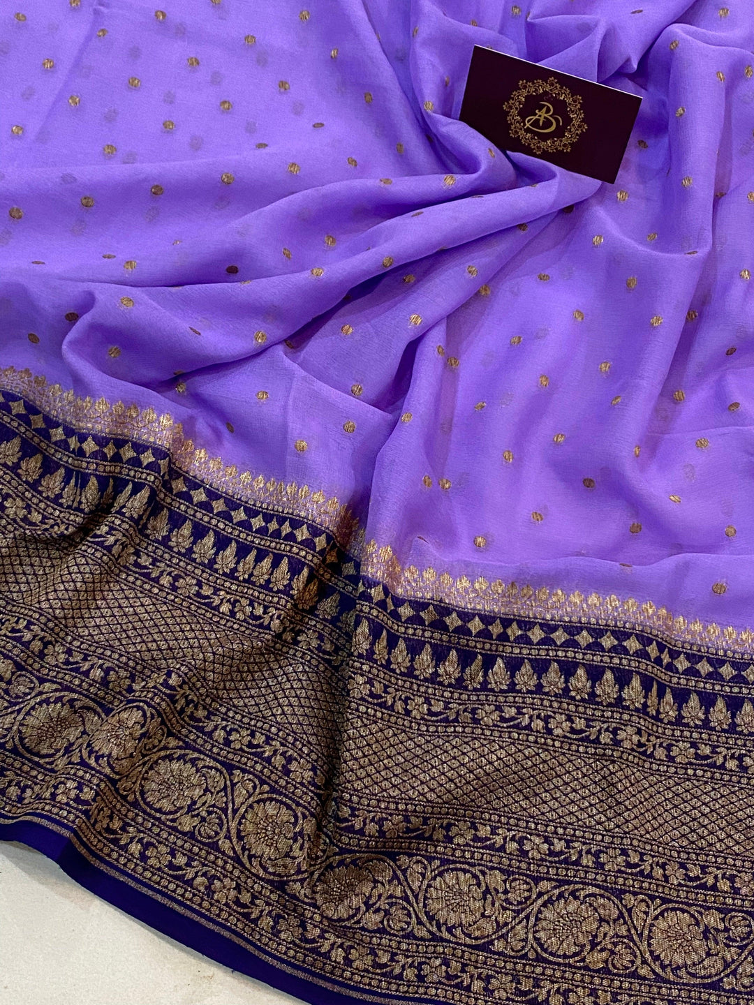Lilac Pure Banarasi Khaddi Georgette Saree - Aura Benaras