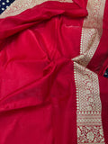Navy Blue Banarasi Handloom Soft Silk Saree - Aura Benaras