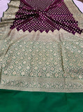 Wine Banarasi Handloom Soft Silk Saree - Aura Benaras