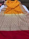Orange Banarasi Handloom Soft Silk Saree - Aura Benaras