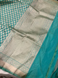 Turquoise Blue Pure Banarasi Handloom Katan Silk Saree - Aura Benaras