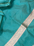 Turquoise Blue Pure Banarasi Handloom Katan Silk Saree - Aura Benaras