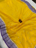 Yellow Khaddi Chiffon Banarasi Handloom Saree - Aura Benaras