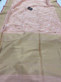 Pink Pure Banarasi Handloom Kora Tissue Silk Saree - Aura Benaras