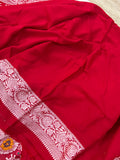 Red Banarasi Handloom Pure Tussar Georgette Saree - Aura Benaras