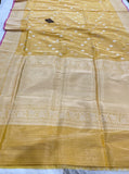Golden Pure Banarasi Handloom Kora Tissue Silk Saree - Aura Benaras
