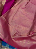Royal Blue Banarasi Handloom Satin Silk Saree - Aura Benaras