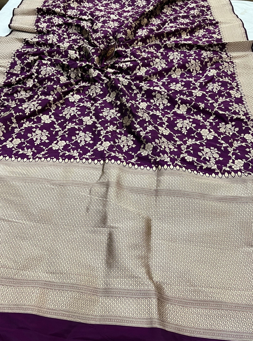 Purple Pure Banarasi Handloom Katan Silk Saree - Aura Benaras