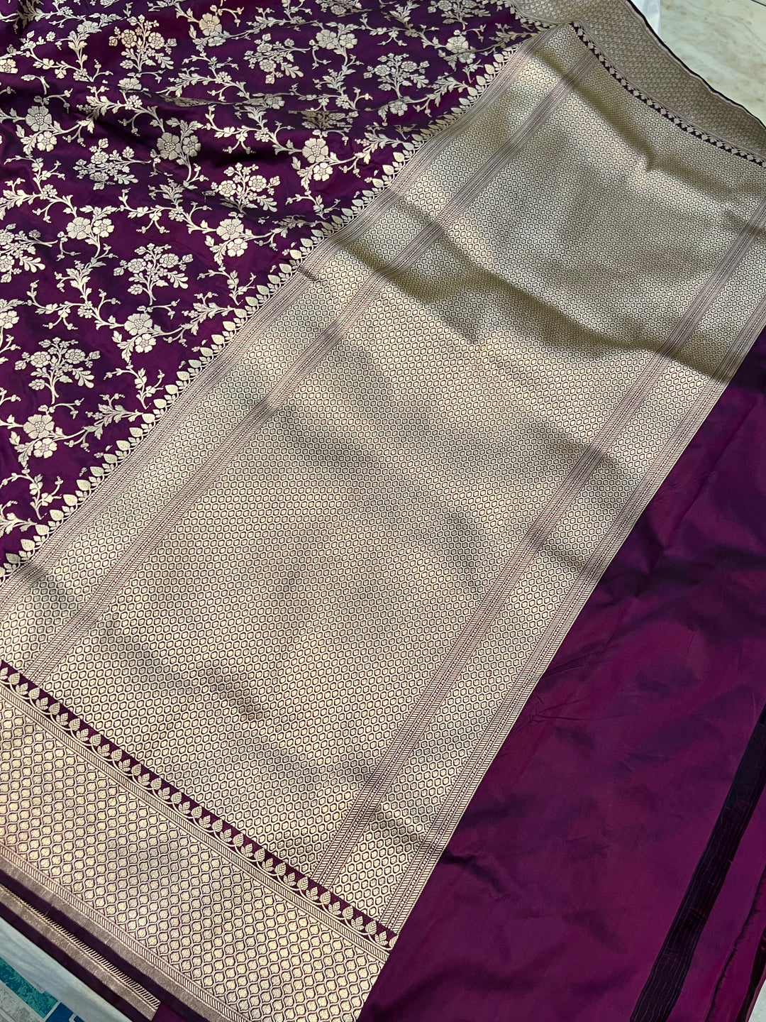 Purple Pure Banarasi Handloom Katan Silk Saree - Aura Benaras