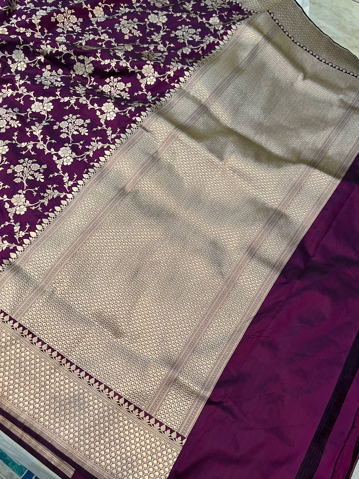 Purple Pure Banarasi Handloom Katan Silk Saree - Aura Benaras