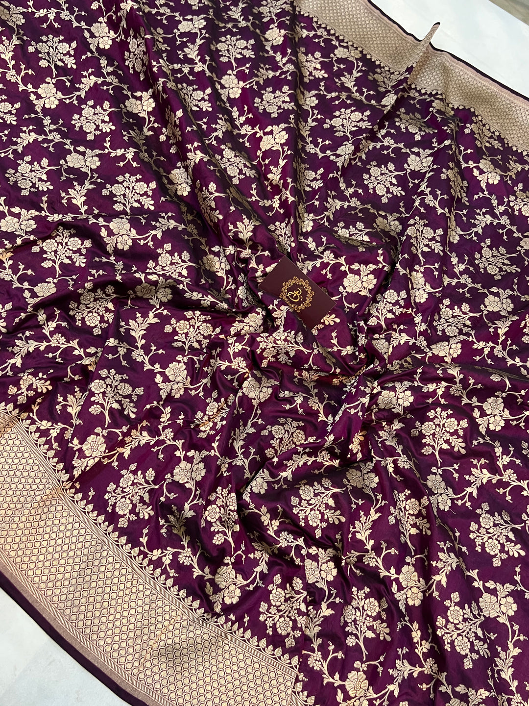 Purple Pure Banarasi Handloom Katan Silk Saree - Aura Benaras