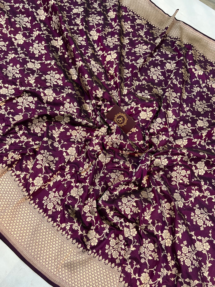 Purple Pure Banarasi Handloom Katan Silk Saree - Aura Benaras