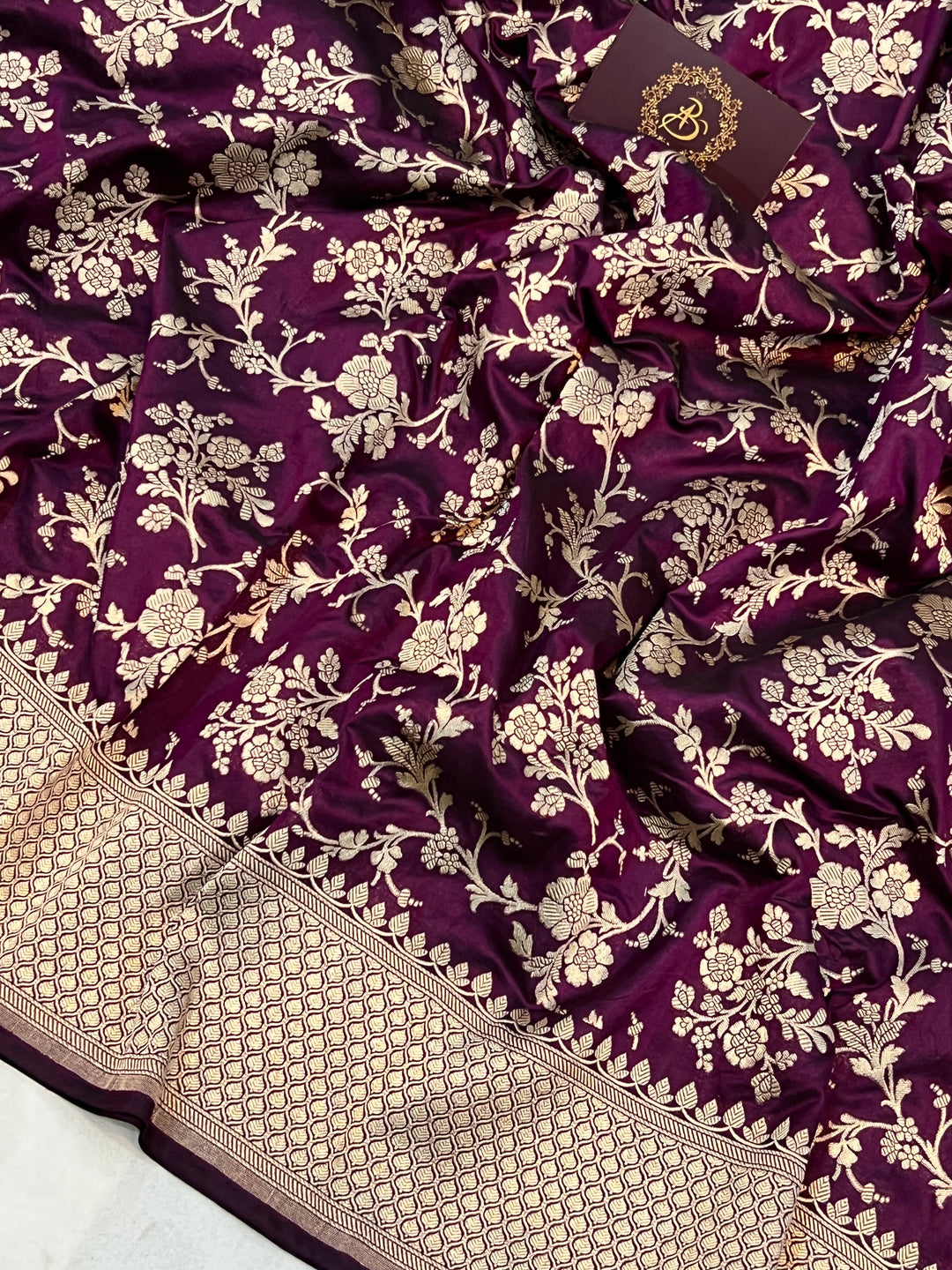 Purple Pure Banarasi Handloom Katan Silk Saree - Aura Benaras