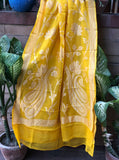 Yellow Pure Banarasi Handloom Georgette Dupatta - Aura Benaras