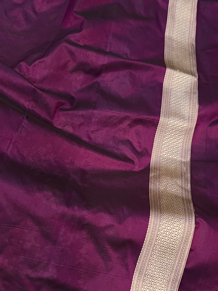 Purple Pure Banarasi Handloom Katan Silk Saree - Aura Benaras