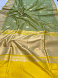 Neon Green Pure Banarasi Handloom Katan Silk Saree - Aura Benaras