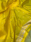 Neon Green Pure Banarasi Handloom Katan Silk Saree - Aura Benaras
