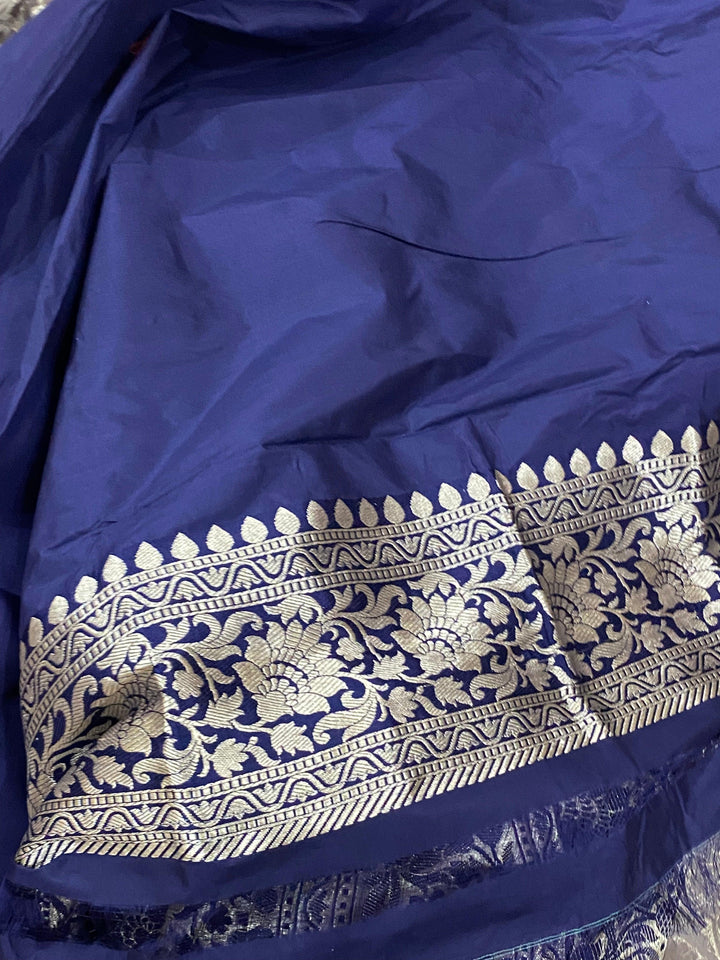 Grey Pure Banarasi Handloom Katan Silk Saree - Aura Benaras