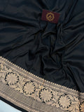 Black Pure Banarasi Handloom Katan Silk Saree - Aura Benaras