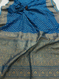 Persian Blue Pure Banarasi Khaddi Georgette Saree - Aura Benaras