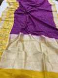 Purple Banarasi Handloom Pure Katan Silk Saree - Aura Benaras