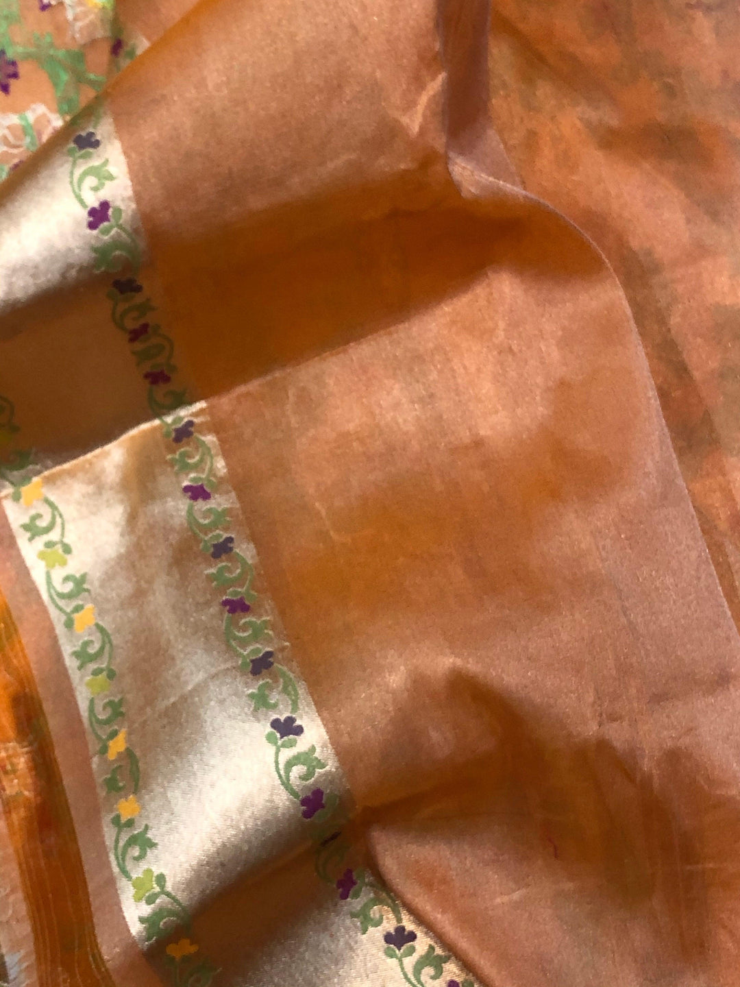 Orange Pure Katan Tissue Silk Handloom Banarasi Saree
