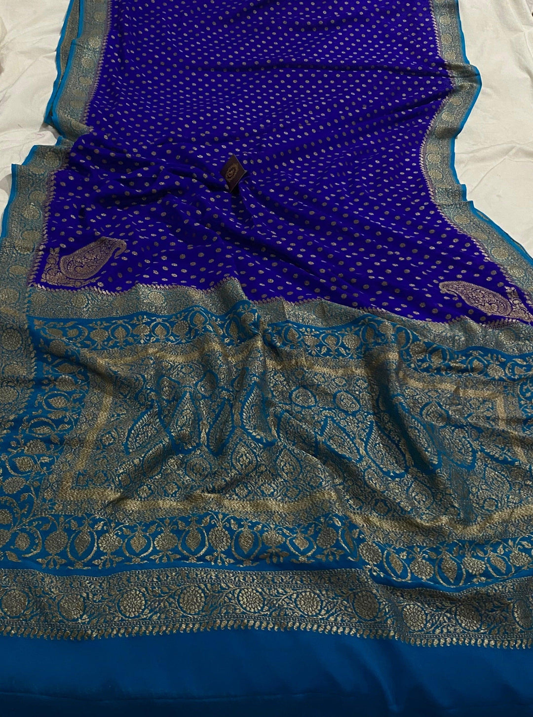 Royal Blue Pure Banarasi Khaddi Georgette Saree