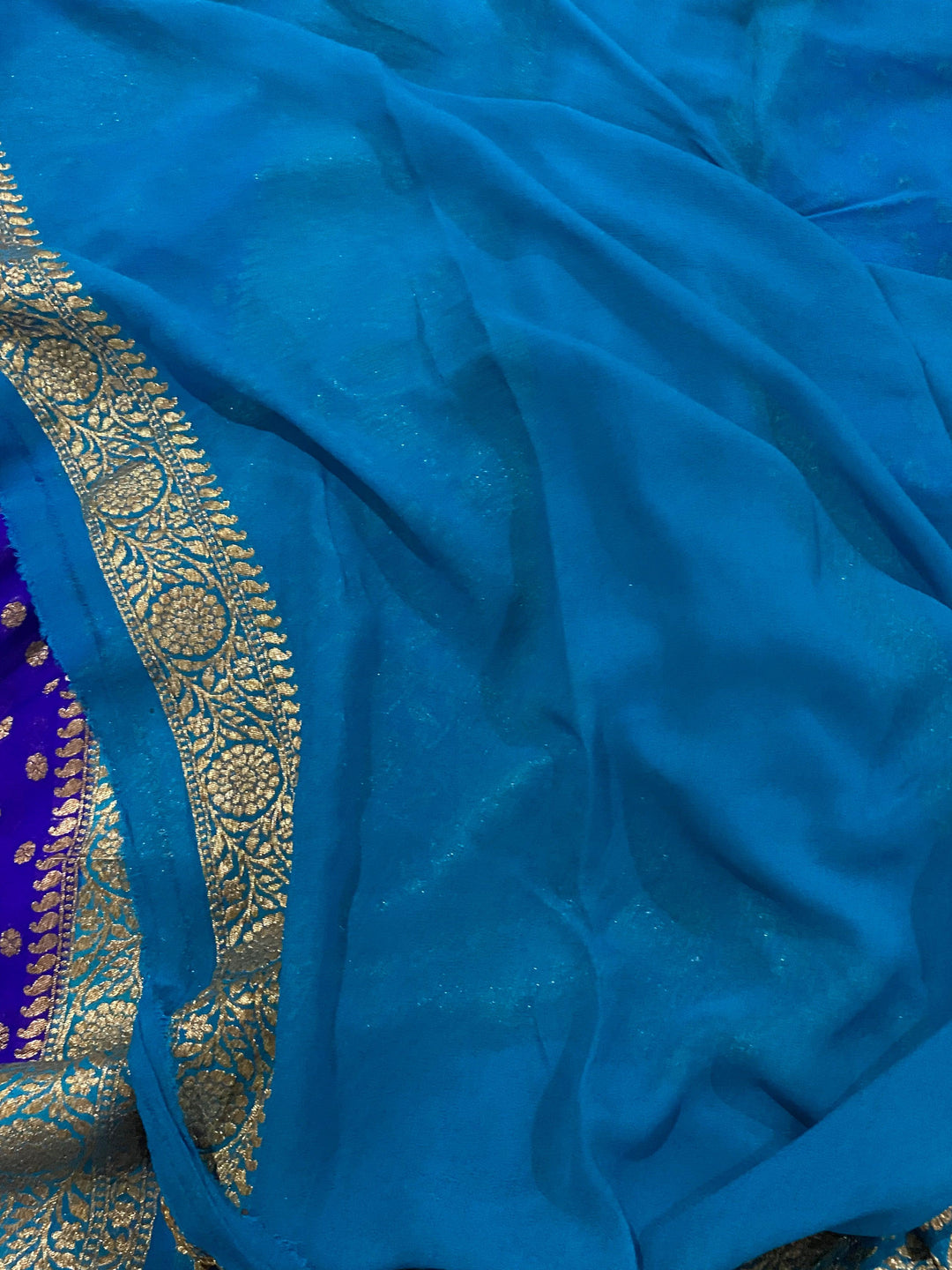 Royal Blue Pure Banarasi Khaddi Georgette Saree