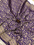 Purple Jaal Pure Banarasi Handlloom Katan Silk Saree - Aura Benaras