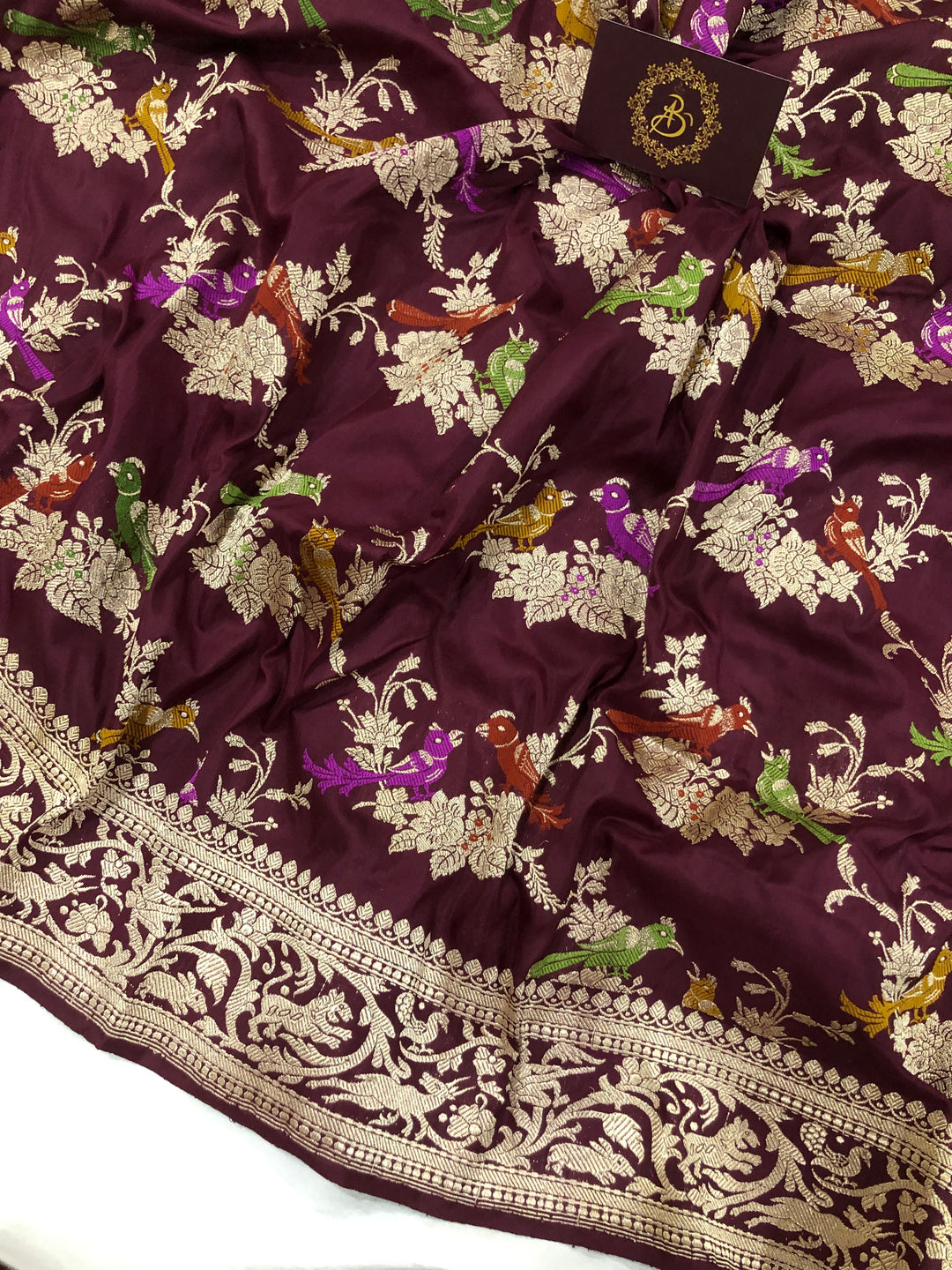 Deep Maroon Kadwa Jaal Pure Banarasi Handloom Katan Silk Saree - Aura Benaras