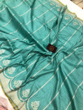 Greyish Green Pure Banarasi Handloom Katan Silk Saree - Aura Benaras