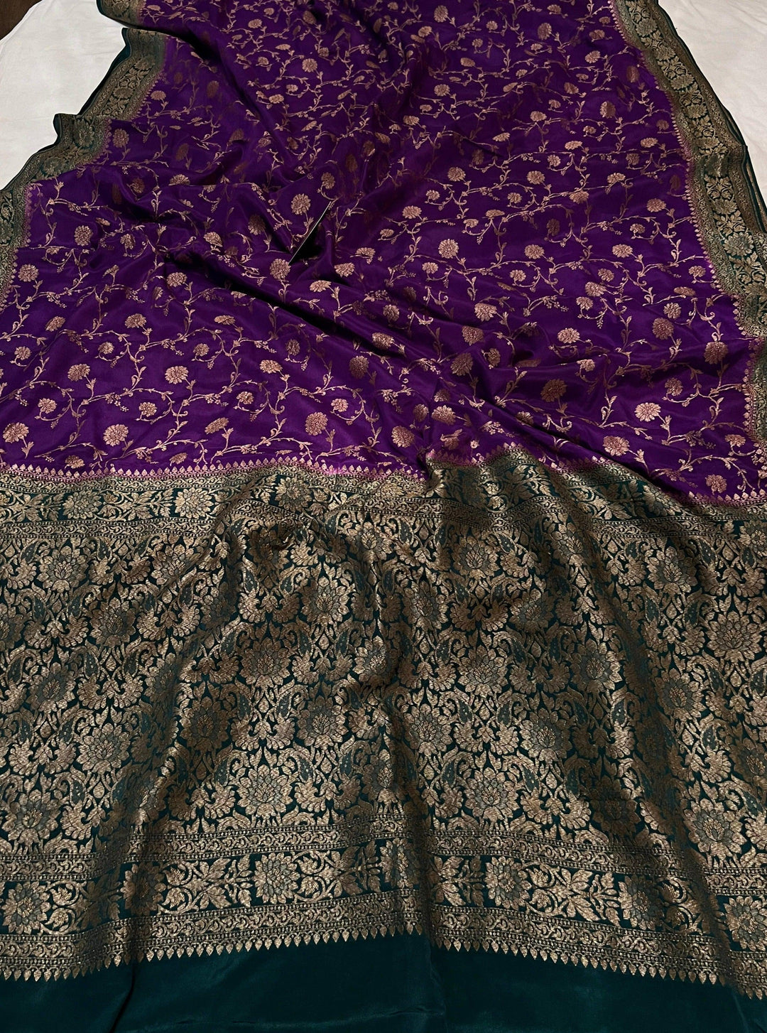 Purple Pure Banarasi Khaddi Crepe Silk Saree - Aura Benaras