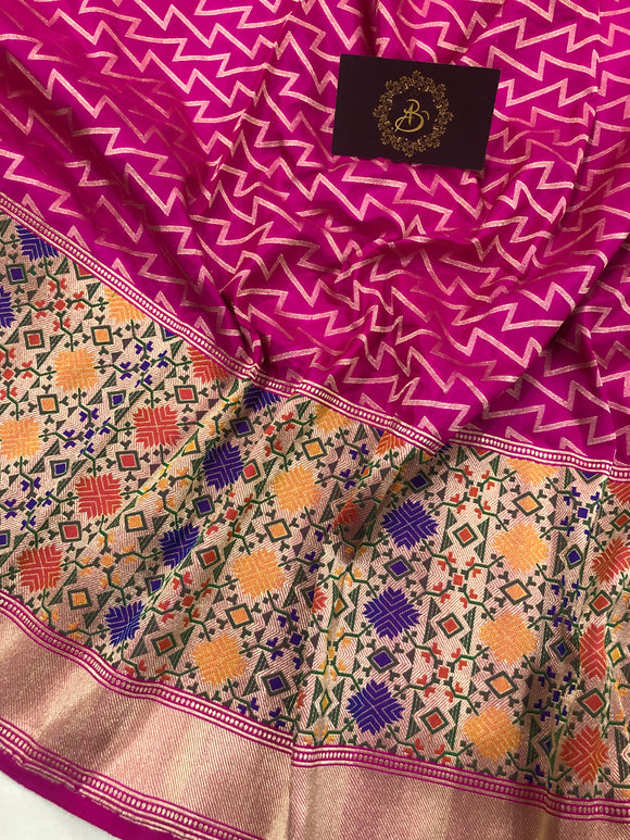 Pink Paithani Pure Banarasi Handloom Katan Silk Saree - Aura Benaras