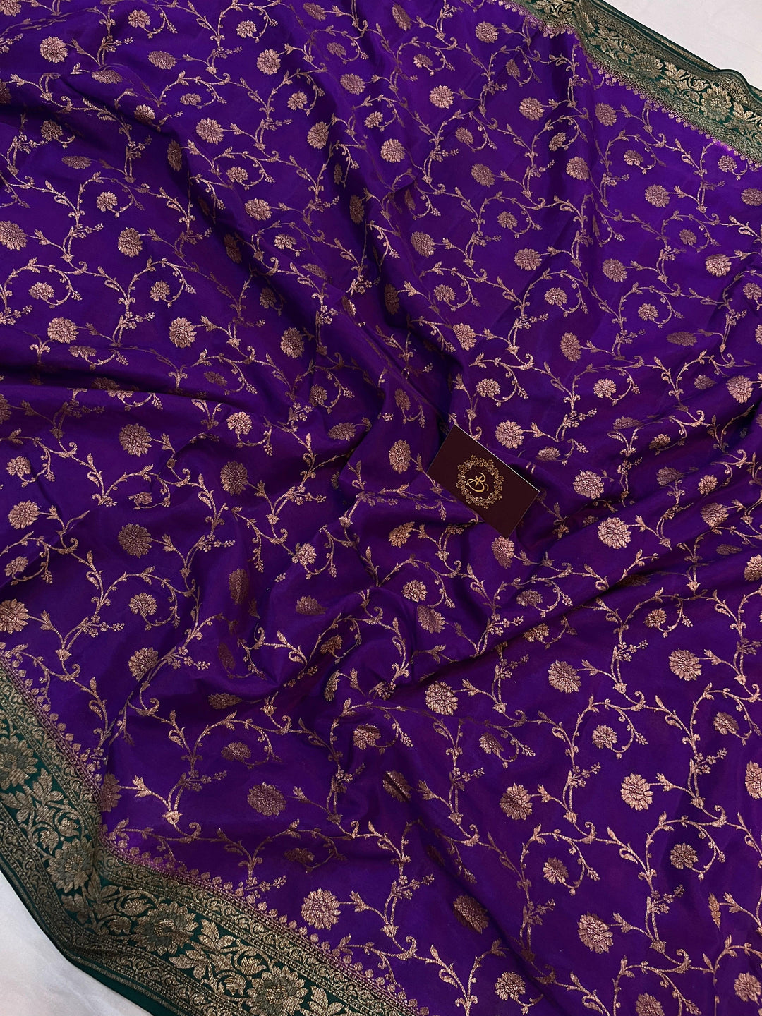 Purple Pure Banarasi Khaddi Crepe Silk Saree - Aura Benaras