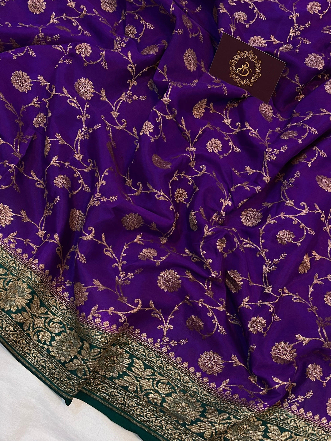 Purple Pure Banarasi Khaddi Crepe Silk Saree - Aura Benaras