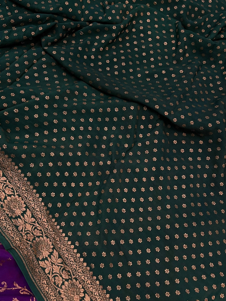 Purple Pure Banarasi Khaddi Crepe Silk Saree - Aura Benaras