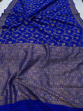 Royal blue Pure Banarasi Khaddi Crepe Silk Saree