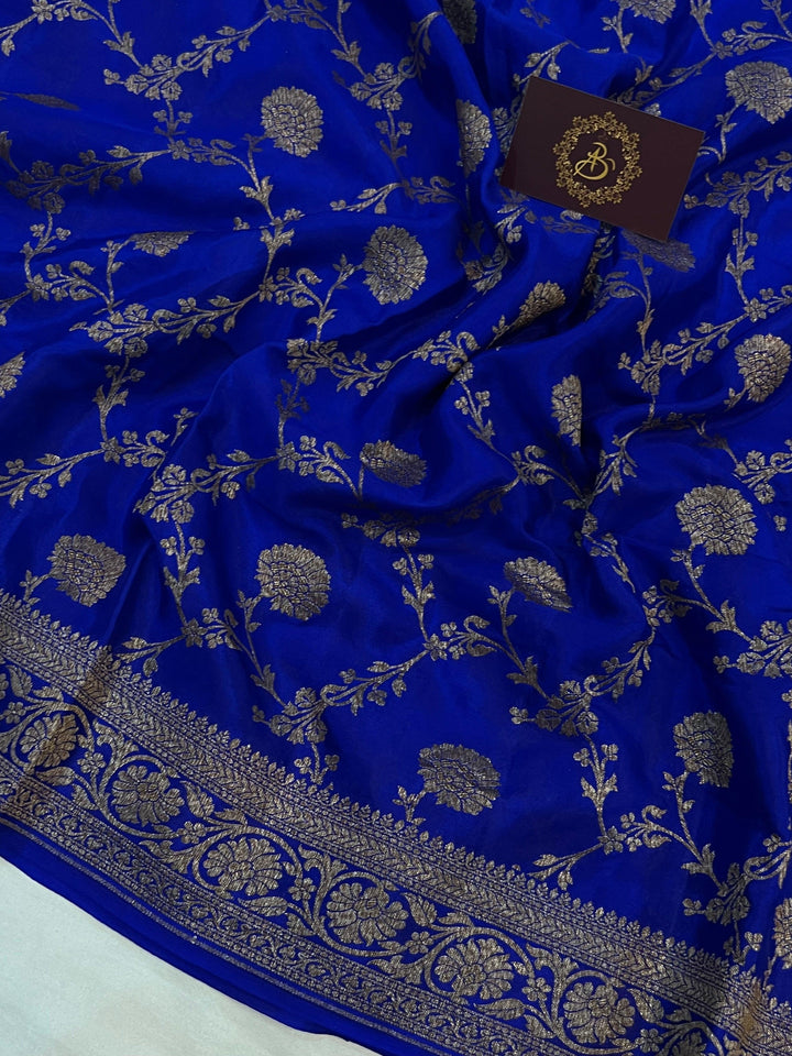 Royal blue Pure Banarasi Khaddi Crepe Silk Saree