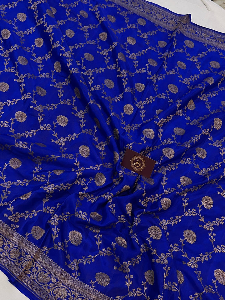 Royal blue Pure Banarasi Khaddi Crepe Silk Saree