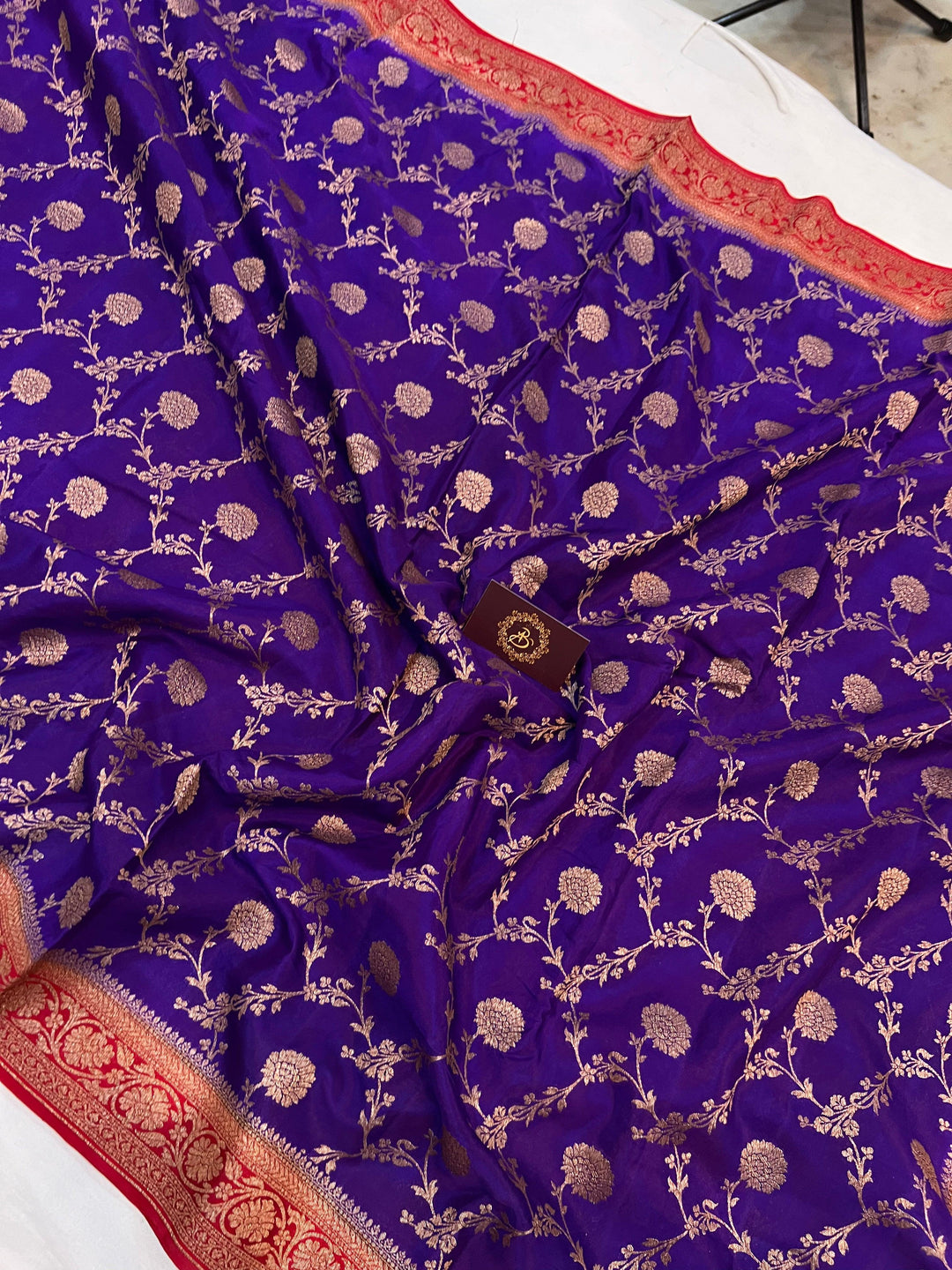 Purple Pure Banarasi Khaddi Crepe Silk Saree - Aura Benaras