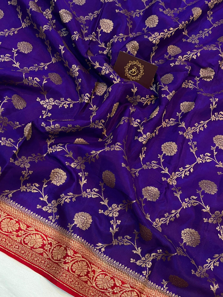 Purple Pure Banarasi Khaddi Crepe Silk Saree - Aura Benaras
