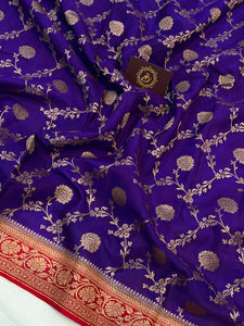 Purple Pure Banarasi Khaddi Crepe Silk Saree - Aura Benaras