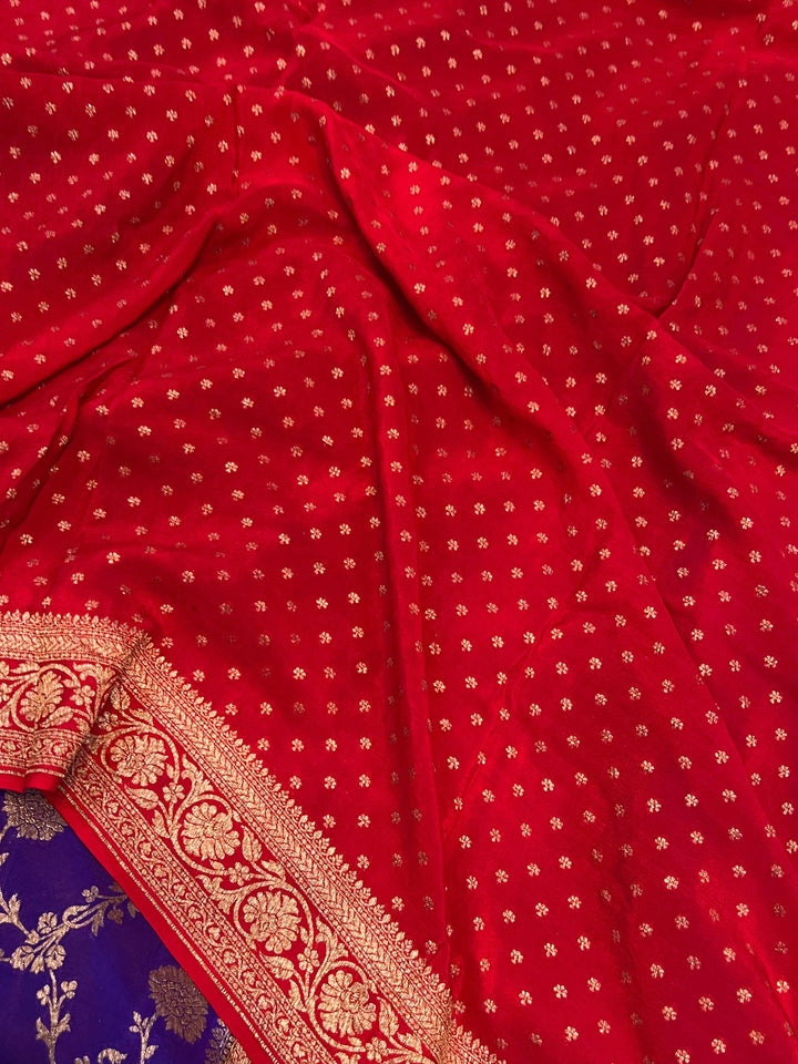 Purple Pure Banarasi Khaddi Crepe Silk Saree - Aura Benaras