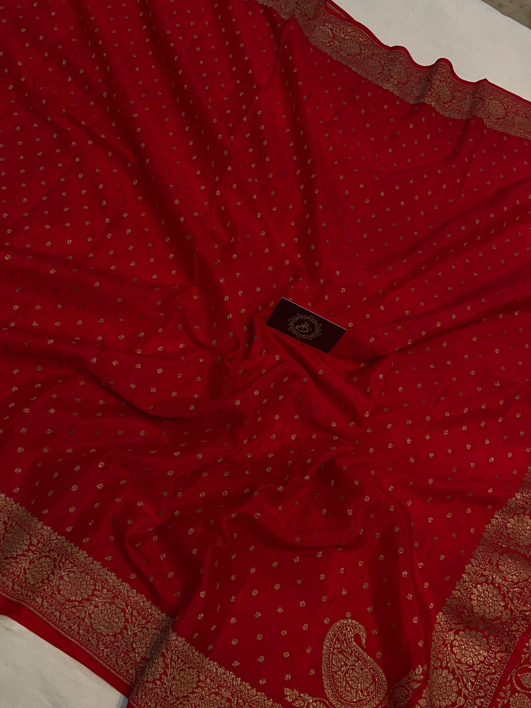 Red Pure Banarasi Khaddi Crepe Silk Saree - Aura Benaras